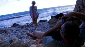 naked among the sea waves she gets photographed and fucked