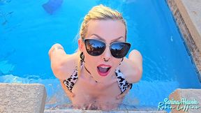 blonde bikini babe sucks cock and gets creampie