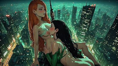 Raw Hentai Lesbian Sex On Rooftop Then In Chopper Gushing Big Tits Chupando Peitos Gozadas