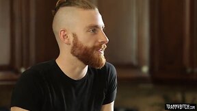 Blonde transgender dominates her submissive boyfriend