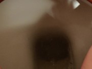 Rubbing pissing hairy pussy on the toilet after 3 hour hold