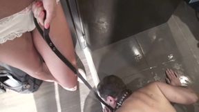 Lick bathroom floor to shine