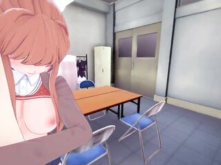 Doki Doki Shemale Hentai Club: Shemale Hentai Monika this babe doesn't Give up Taker POV