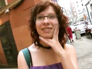 Nerdy lady with red, shaggy hair is avid to have casual sex with a total stranger