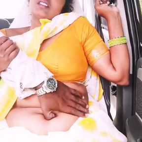 Sexy House Maid Car Sex with House Owner Telugu Dirty Talks.