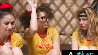 GIRLSWAY - Camp Counselors Discipline Leana Lovings & Demi Hawks WITH 3-WAY LESBIAN SCISSORING!