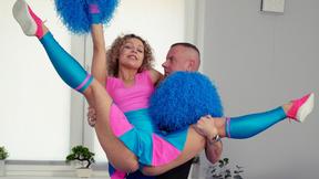 Cheerleading practice ends for adorable teen with ass fucking drilling