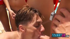 Shemale Lifeguards Pleased By Young Dude