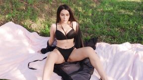 Sultry italian Valentina Nappi masturbates in the nature