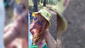 Sex in the woods with blowjob and facial