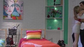 Student Stud Bangs Cute Penny Pax in Dorm Room