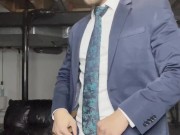 Christian Styles Jerking A Huge Load In Suit