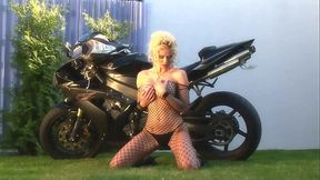 Blonde Bombshell Caylian Curtis Is A Biker'_s Dream In Fishnet Solo Scene