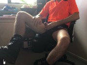 Tradie wanks in the site office