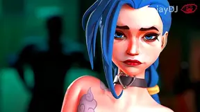 Blue-Haired Jinx Moans in Pleasure While Masturbating at Public Bar Club