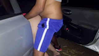 Hot wife took a black stick in the bushes