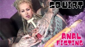 Latex Tattoo Girls Anal Masturbation Squirt And Metal Toy
