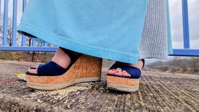 Wedges Sandals Crushing on the Highway Bridge