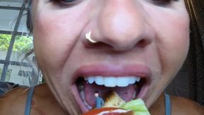 unaware giantess eats you in a sandwich
