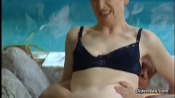 German redhead mature lady anal fucked by the pool