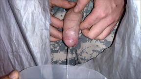 Army Soldier Enjoys Intense Glory Hole Pissing Action