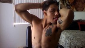 Guy-next-door Type Licks His Biceps - Solo