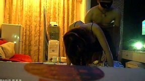 Kinky slender brunette in sexy black stuff gets poked doggy by masked dude