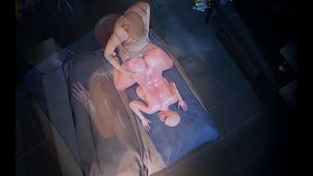 52 yo bald milf with big tits ass and nipples fuck a young 26 yo slim and bald artist