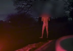 Naked and jerking in the road