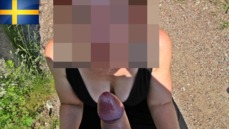 Swedish girl sucks cock outdoors in Sweden