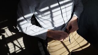 Watch this office employee get hot and heavy with his favorite toy while eagerly waiting for his pocket to fill up