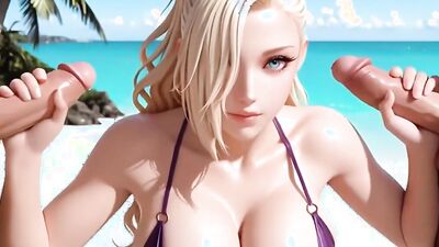 Naruto Gives Ino Yamanaka Anal Creampie on the Beach & Takes Her Big Tits & Hunk's Load