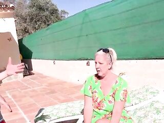 OldNanny - Excited Guy Bangs Aged Granny By The Pool