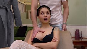 &quot_Busty Applicant Pleasant Exam&quot_: Stretches Gaping Pussy With Trainer Big Cock. POV