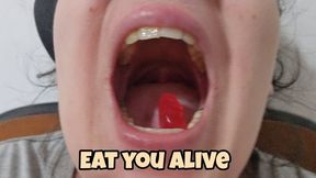 Giantess Vore Fetish Eating Gummy Bears Chewing And Swallowing Tiny Prey Close Up Mouth Play