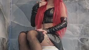 Toilet Worship in Black Leather Bow to My Daily Ritual