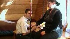 Fat and horny granny fucking my college friend in his room