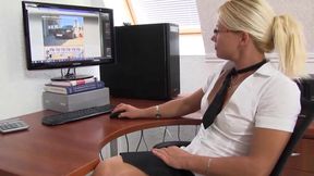 Spex secretary dominating over pet played slave