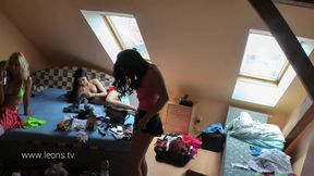 3 girls 1 boy long handjob with ass shaking - part a