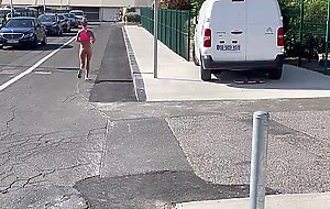 Morning Run Of Monika Fox Without Panties Through The Streets Of The City