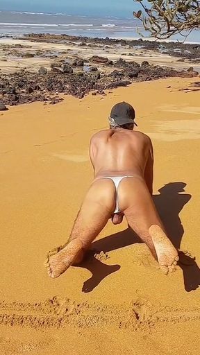 Ladysilva Crossdresser Showing off Her Hot Ass in Panties on the Beach