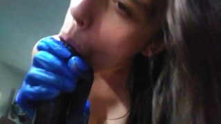 Blue Latex Glove Spit Wet BLACK DILDO HANDJOB Nasty DIRTY TALK Quarantine Pandemic Social Distance