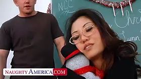 NYMPHO Asian Instructor Gives Jack's Big Cock Some Xmas Cheer - Ho Ho Ho!