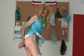 Crossdress cosplay Tennis Rosalina panties and anal show