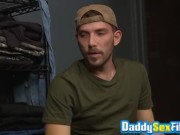 Mature studs performing a threesome with blowing and doggy