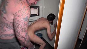 Gay Dudes Fist & Bareback Fuck in Downtown Cinema Booths