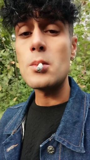 Smoking Cigarette, Moaning, Cumshot Outdoors