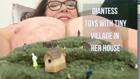 Giantess Toys with Tiny Village in her House