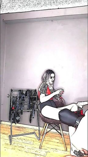 Lady Angela High Heel Fetish Animation Submissive Worships Pleaser Heels