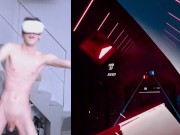 playing beat saber naked